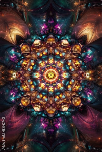 Wallpaper Mural Colorful kaleidoscopic pattern featuring vibrant swirls and intricate designs, evoking a sense of depth and movement Torontodigital.ca