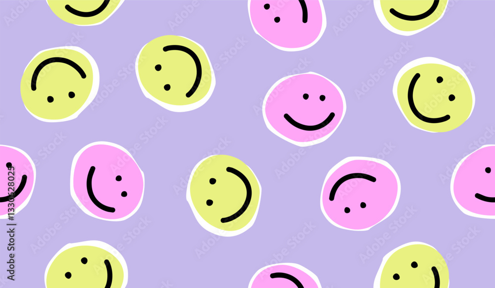Happy face cartoon character seamless pattern background Happy face cartoon character seamless pattern background