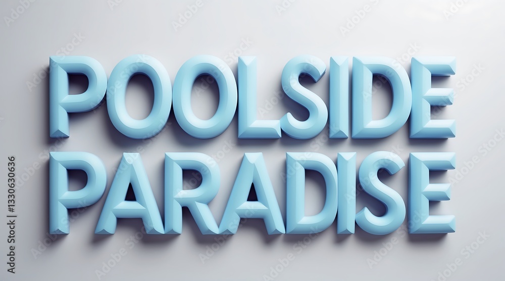 Colorful lettering of poolside paradise creates a cheerful summer vibe for relaxation Colorful lettering of poolside paradise creates a cheerful summer vibe for relaxation