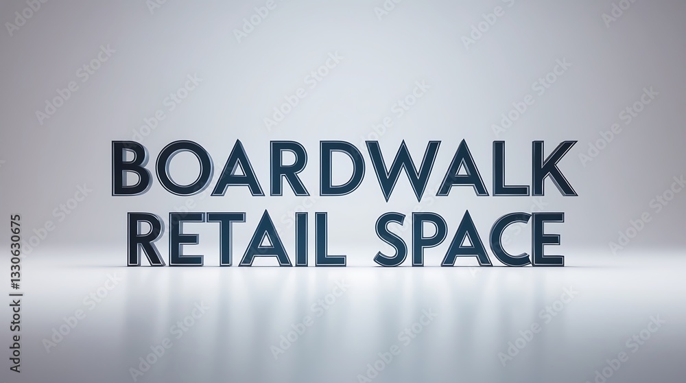 Retail space available on the boardwalk with prominent typography presentation Retail space available on the boardwalk with prominent typography presentation
