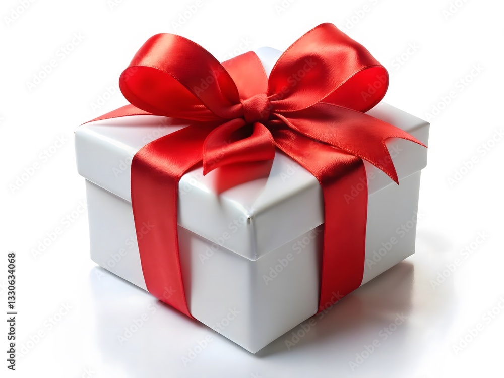 Fototapeta premium Elegant Gift Box with Red Ribbon