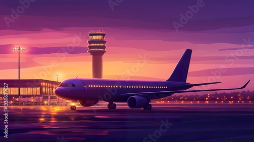 Wallpaper Mural Airplane at Airport Dusk Scene Torontodigital.ca