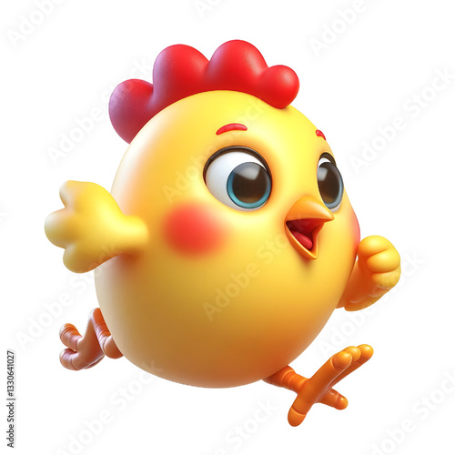 Cute 3d chicken isolated on white background