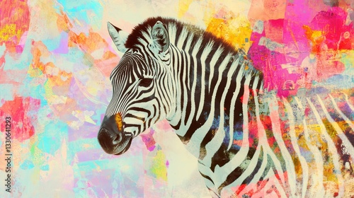 Zebra Portrait, Abstract Background, Wildlife Art Print photo