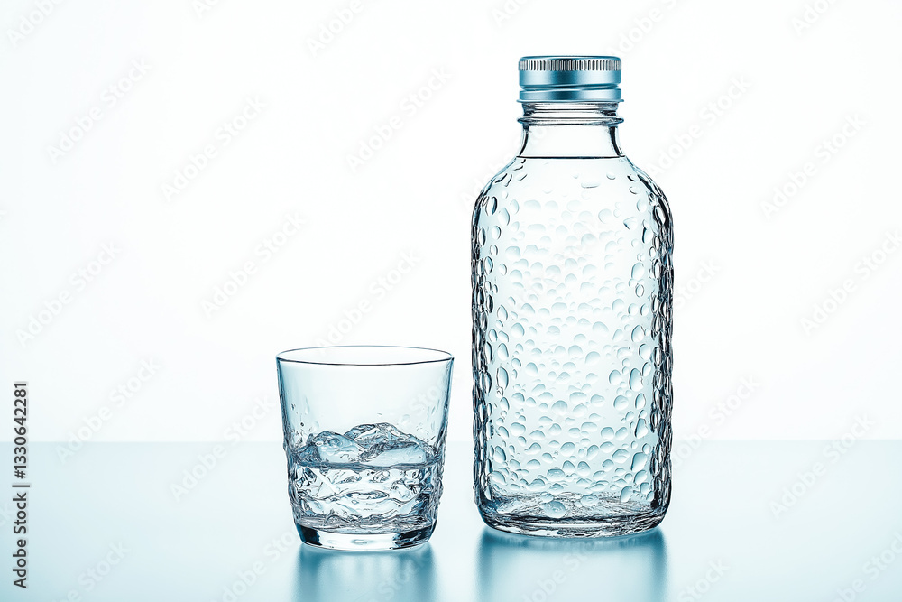 Water bottle and glass isolated on white background Water bottle and glass isolated on white background