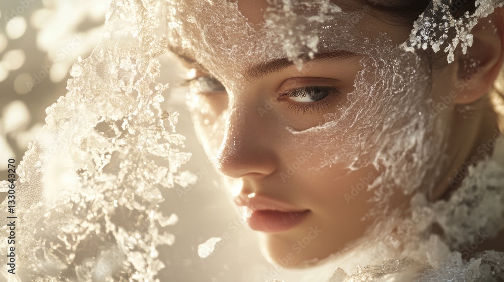 Soft Spa Mask Application on Beautiful Face Soft Spa Mask Application on Beautiful Face
