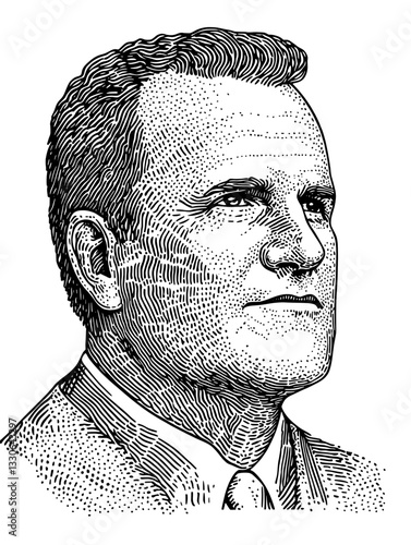 Classic vintage illustration of a dignified gentleman in a suit capturing elegance in timeless engraving art