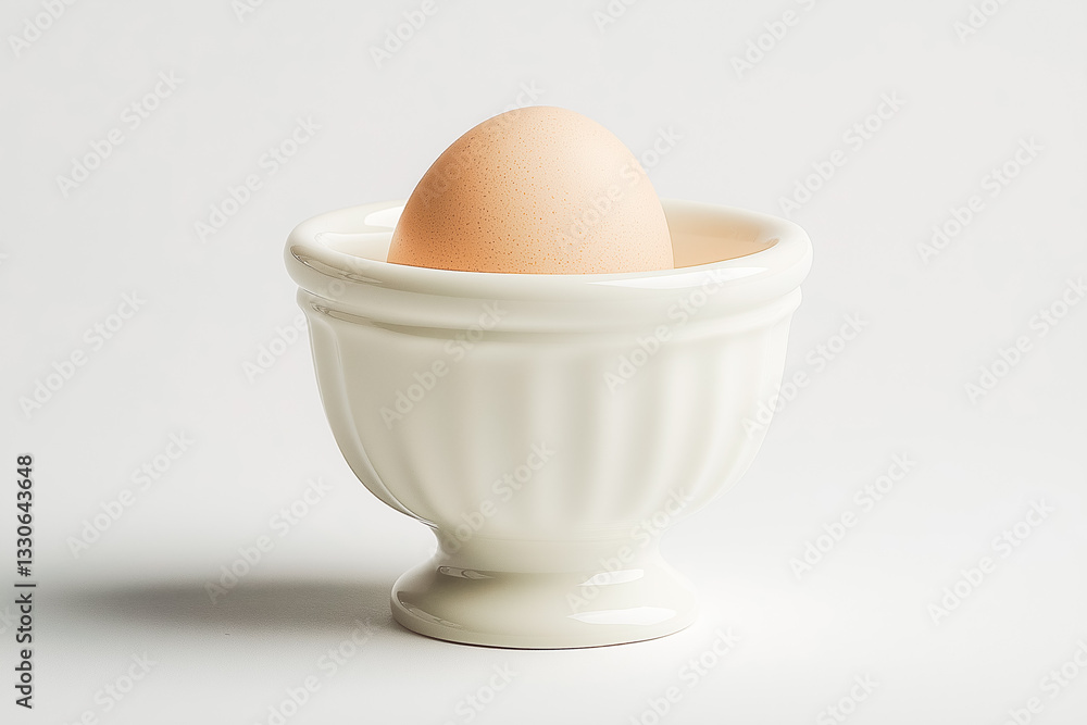 White Ceramic Egg Cup on a White Background White Ceramic Egg Cup on a White Background