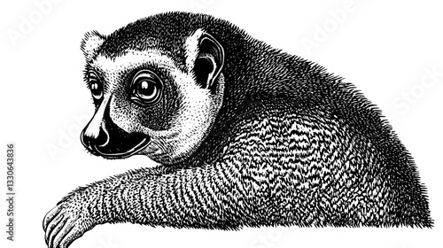 Detailed hand-drawn vector illustration of a unique animal with distinctive features and vintage style perfect for tattoo and packaging design