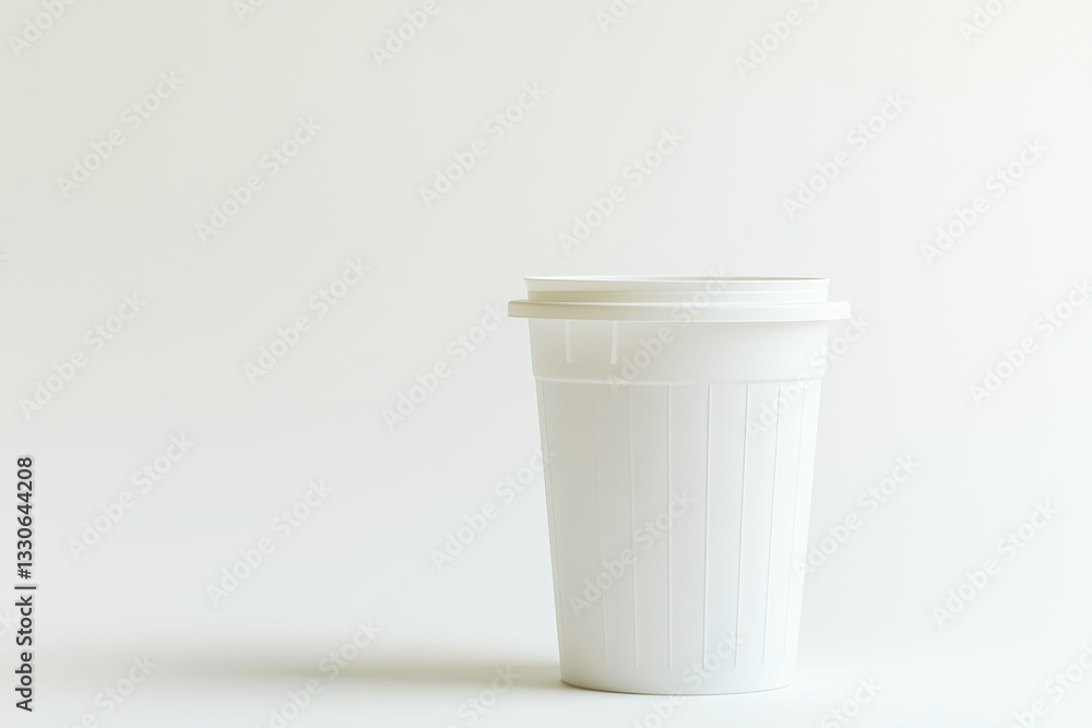 White Plastic Waste Bin on a White Background White Plastic Waste Bin on a White Background