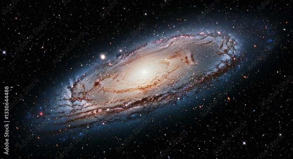 Fototapeta premium Andromeda galaxy surrounded by countless stars in the vast universe.