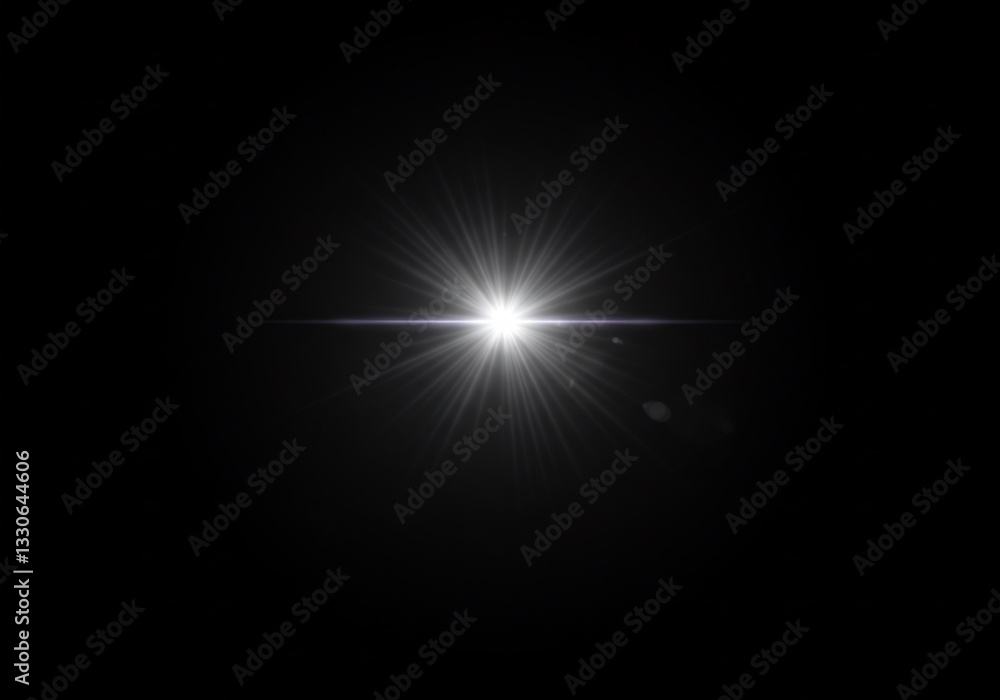 Bright starburst shines intensely against deep black background. AI Generated Bright starburst shines intensely against deep black background. AI Generated