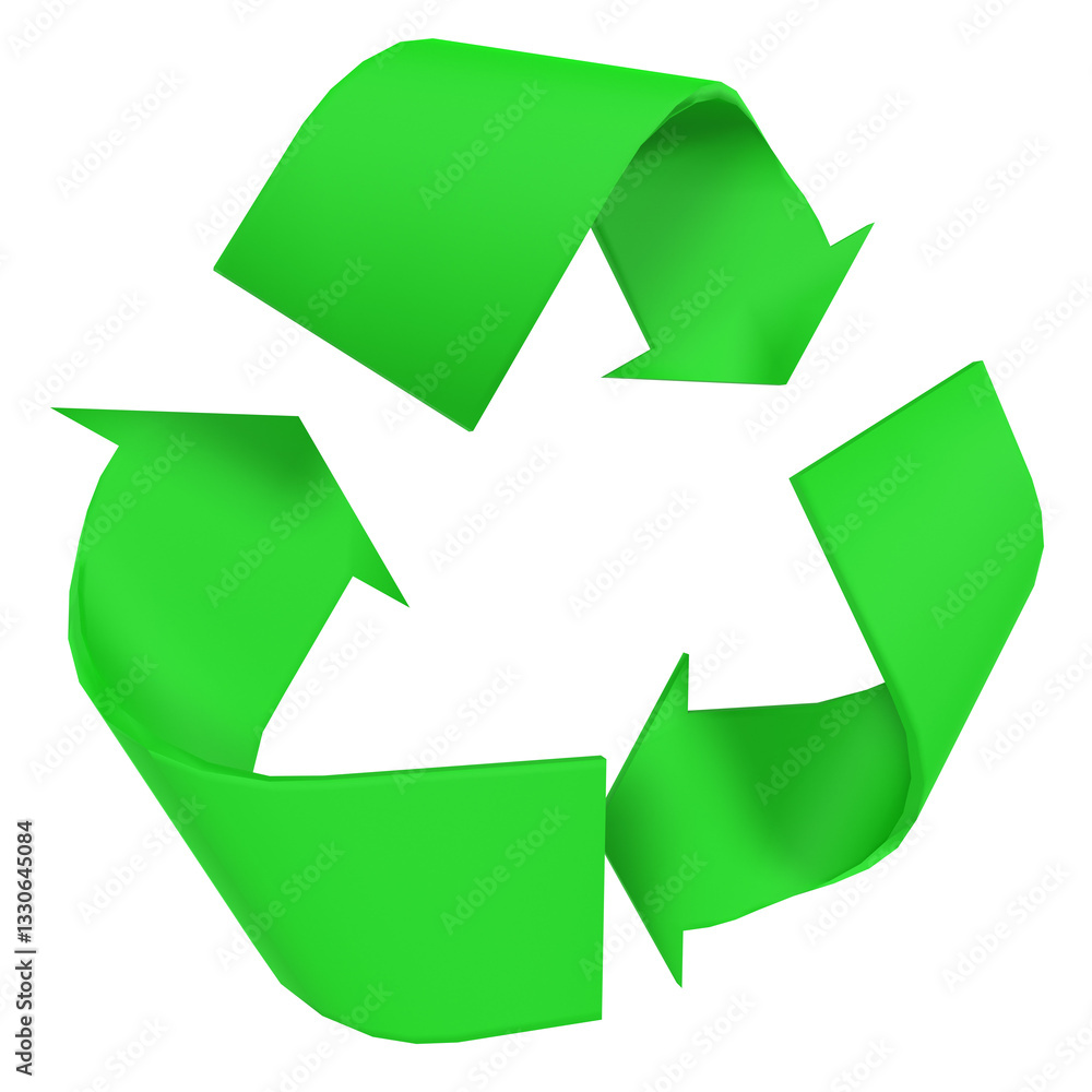 Fototapeta premium Green recycling symbol isolated on transparent