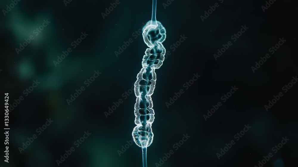 Mesmerizing Glowing Sea Siphonophore in the Dark Mesmerizing Glowing Sea Siphonophore in the Dark