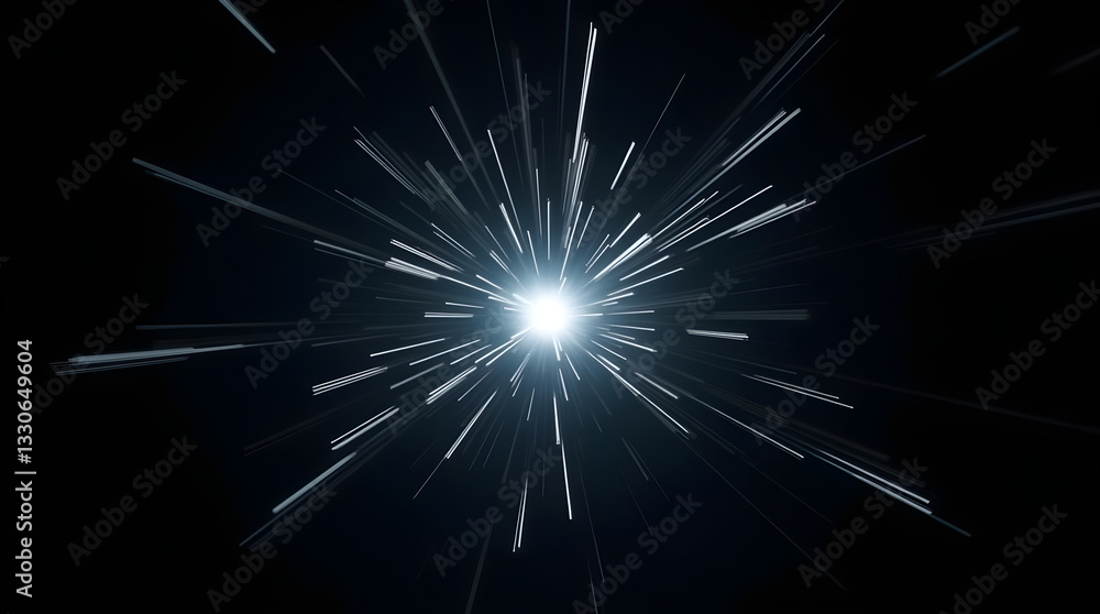 Naklejka premium Hyper Speed Light Trails Dark Cosmic Space