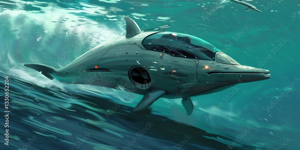 Fototapeta premium Logistics transport vehicle infused teamwork endurance of dolphin streamlined shape allowing navigate through dangerous territory ease advanced guidance system mimicking echolocation efficiently