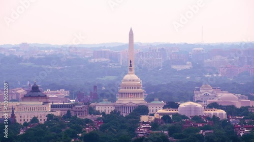 Aerial view of the city of Washington DC, the capital of the United States