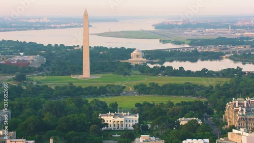 Aerial view of the city of Washington DC, the capital of the United States