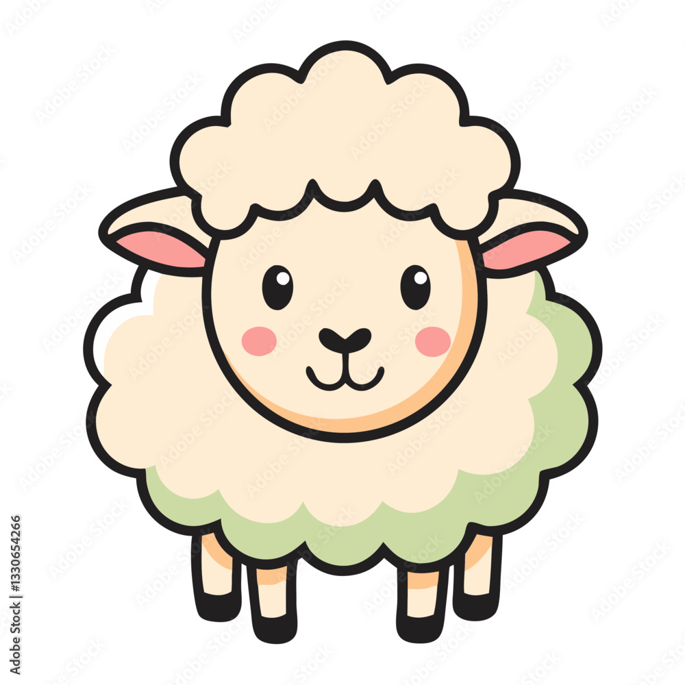Cute doodle of a sheep with playful expression, whimsical design Cute doodle of a sheep with playful expression, whimsical design