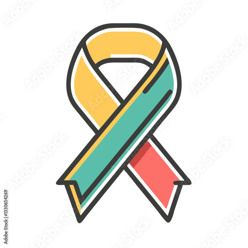 Colorful awareness ribbon symbolizing hope and support, advocacy representation