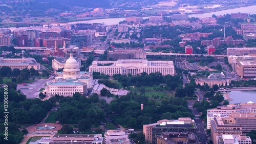 Aerial view of the city of Washington DC, the capital of the United States