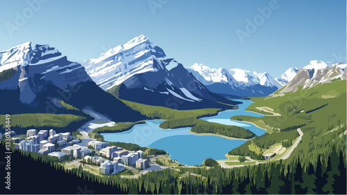 Banff National Park in Isometric Style