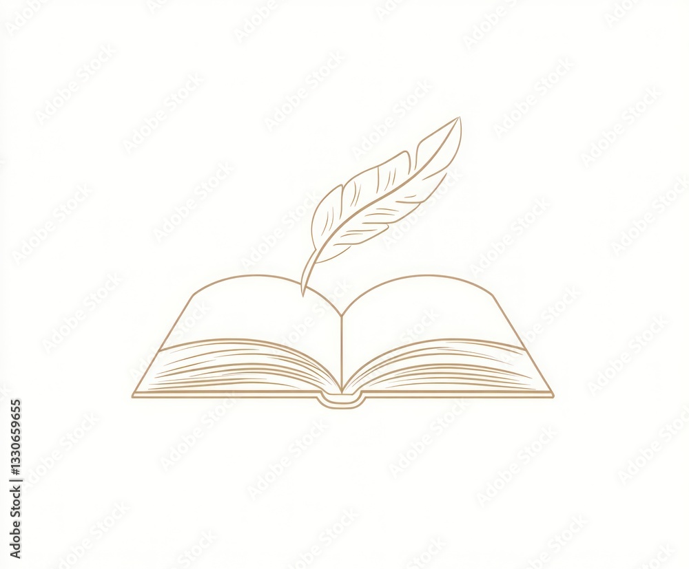 Open book with quill Open book with quill