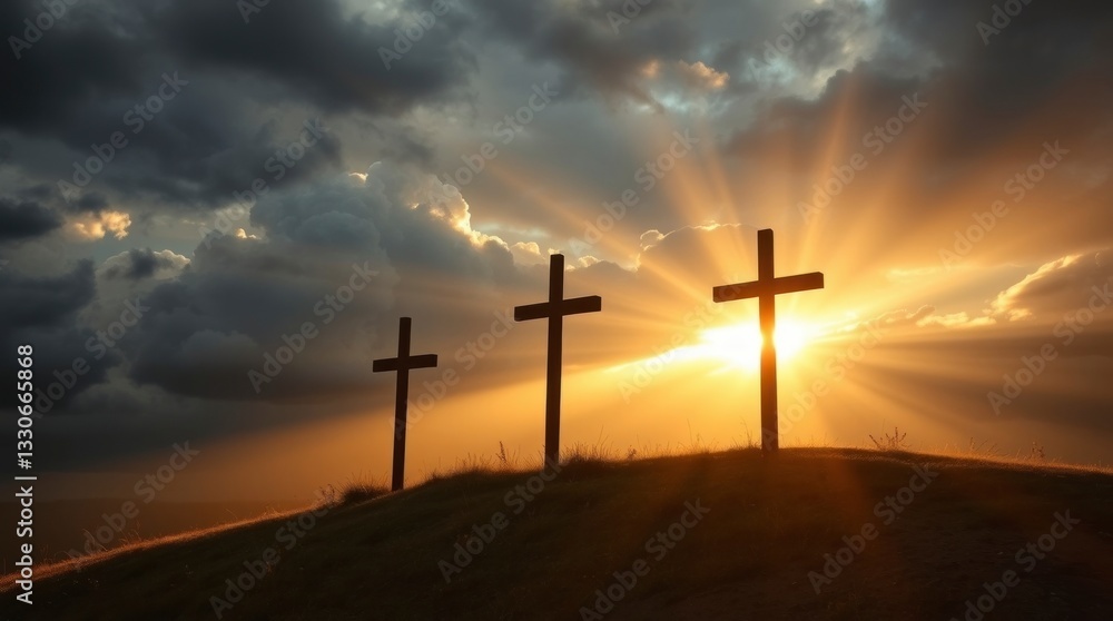 Sunset Crosses Silhouette Landscape Photography Sunset Crosses Silhouette Landscape Photography