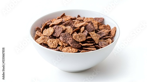 Chocolate pads corn flakes in white bowl