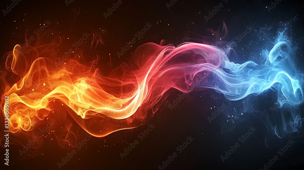 Fire and Ice Abstract Swirl on Dark Background Fire and Ice Abstract Swirl on Dark Background