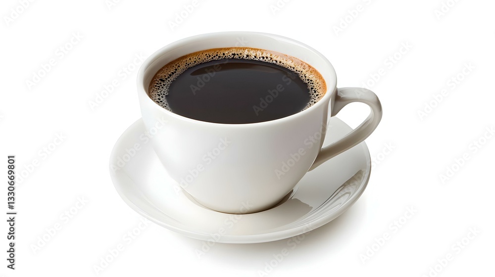 Obraz premium White cup of black coffee isolated on white