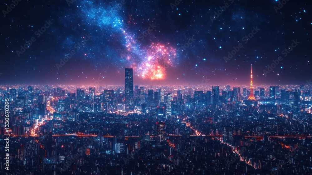 Fototapeta premium Tokyo Nightscape: A Celestial City