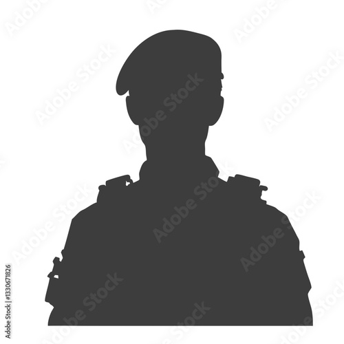 Soldier silhouette vector, powerful military-inspired icon for branding, defense, and security-related media