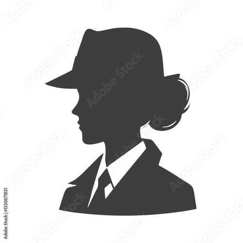 Female detective silhouette vector, perfect for mystery books, crime branding, and law enforcement design