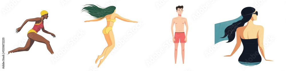 People Relaxing at Beach isolated on white or transparent People Relaxing at Beach isolated on white or transparent