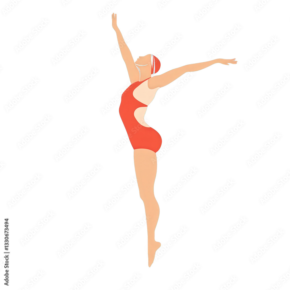 Obraz premium Gymnast in Mid-Air Pose isolated on white or transparent