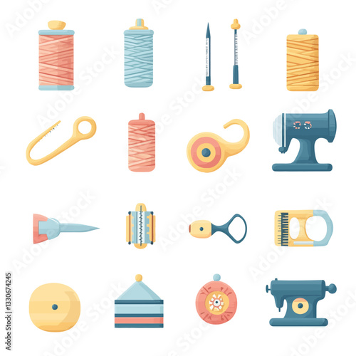 Sewing tools and materials for sewing projects and crafting concept.