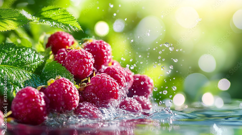 fresh raspberry in water.