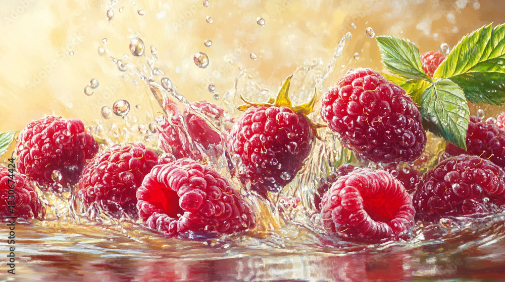 raspberry and blackberry with water.