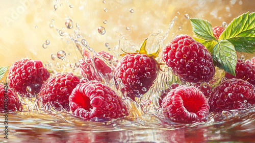 Obraz na płótnie raspberry and blackberry with water. w salonie