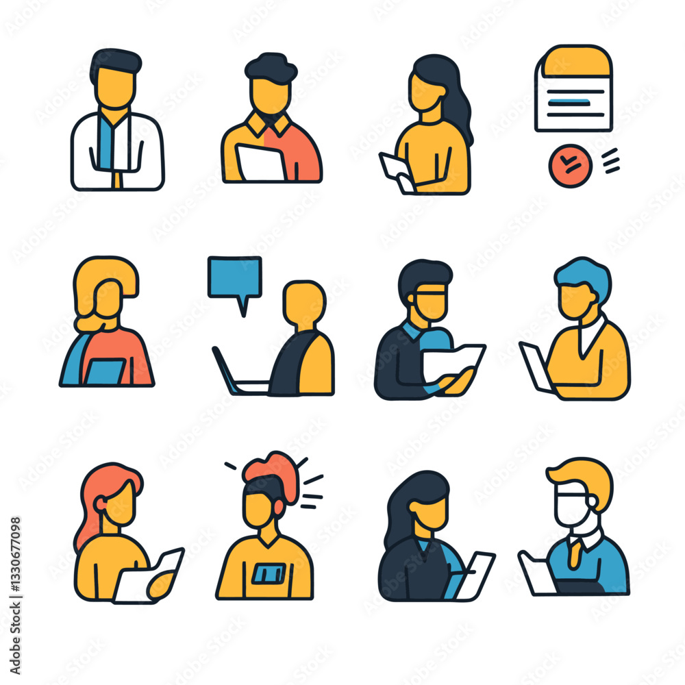 Diverse People Icons Illustrating Communication Collaboration and Technology Diverse People Icons Illustrating Communication Collaboration and Technology