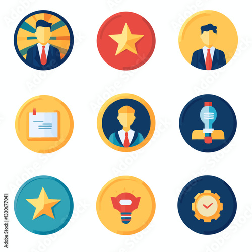 Business and Idea Generation Symbols: Teamwork, Goals, and Achievements