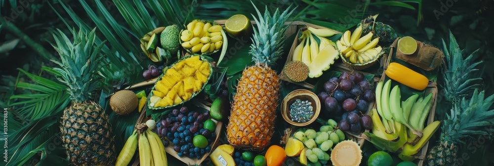 Fototapeta premium Tropical Fruit Abundance: A Lush Display of Exotic Delights