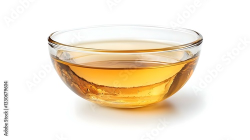Apple vinegar in glass bowl closeup isolated