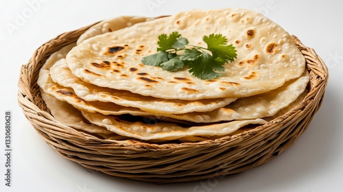 Traditional Indian Flatbread - Chapati, Paratha, and More on White Background
