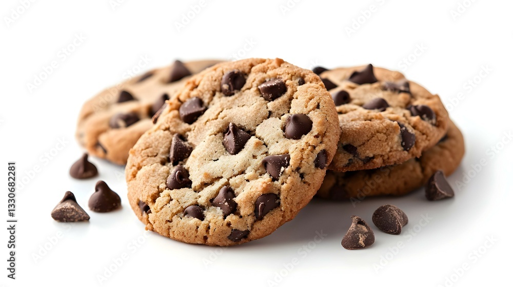 Chocolate chip cookies isolated on white Chocolate chip cookies isolated on white