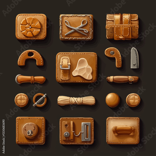 Leather Crafting Tools Still Life: Handcraft, Repair, Vintage, and Supplies