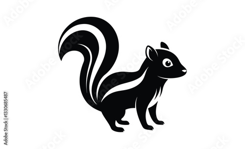 Skunk silhouette vector, silhouette of a skunk animal, vector illustration  