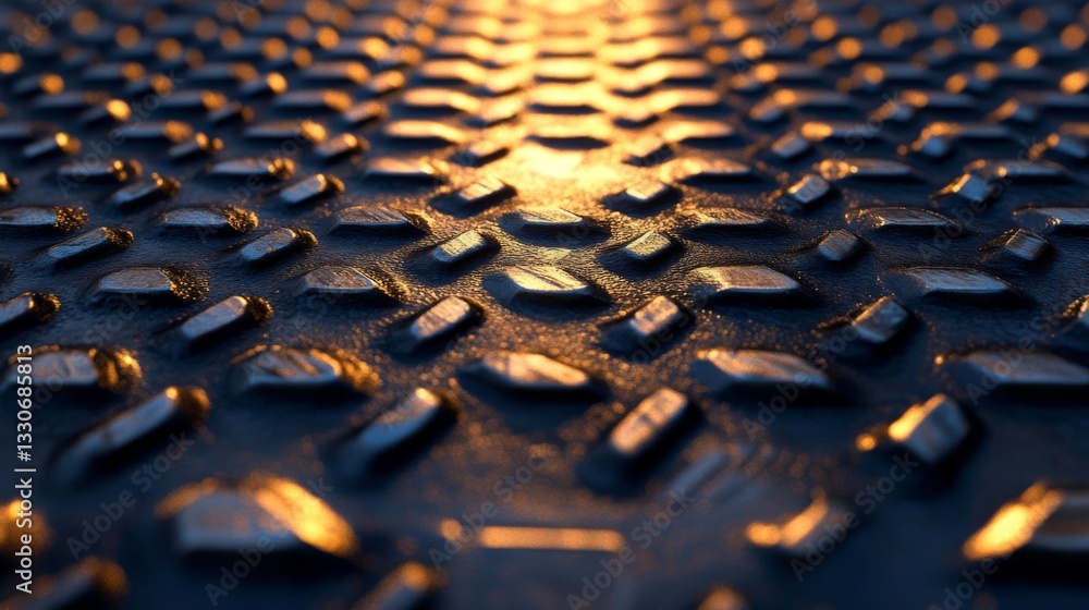 Obraz premium Illuminated Metal Surface Diamond Plate Texture