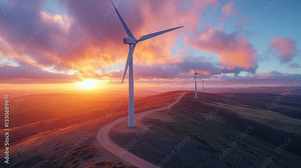 Wind Turbines at Sunset: A Breathtaking Panorama of Clean Energy Wind Turbines at Sunset: A Breathtaking Panorama of Clean Energy